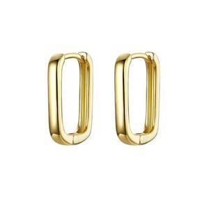 925 Sterling Silver Rectangle Gold Huggies  Earrings